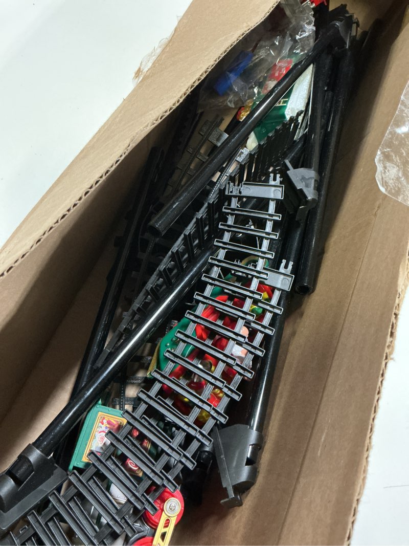 Condition photo showing As Is for Hanging Christmas Train Set, Under The Christmas Tree Train Toy Set, Train for Christmas Tree with Real Smoke/Classic Music/Lights, Best Indoor Christmas Train Decor for Families with 2 Ways to Play