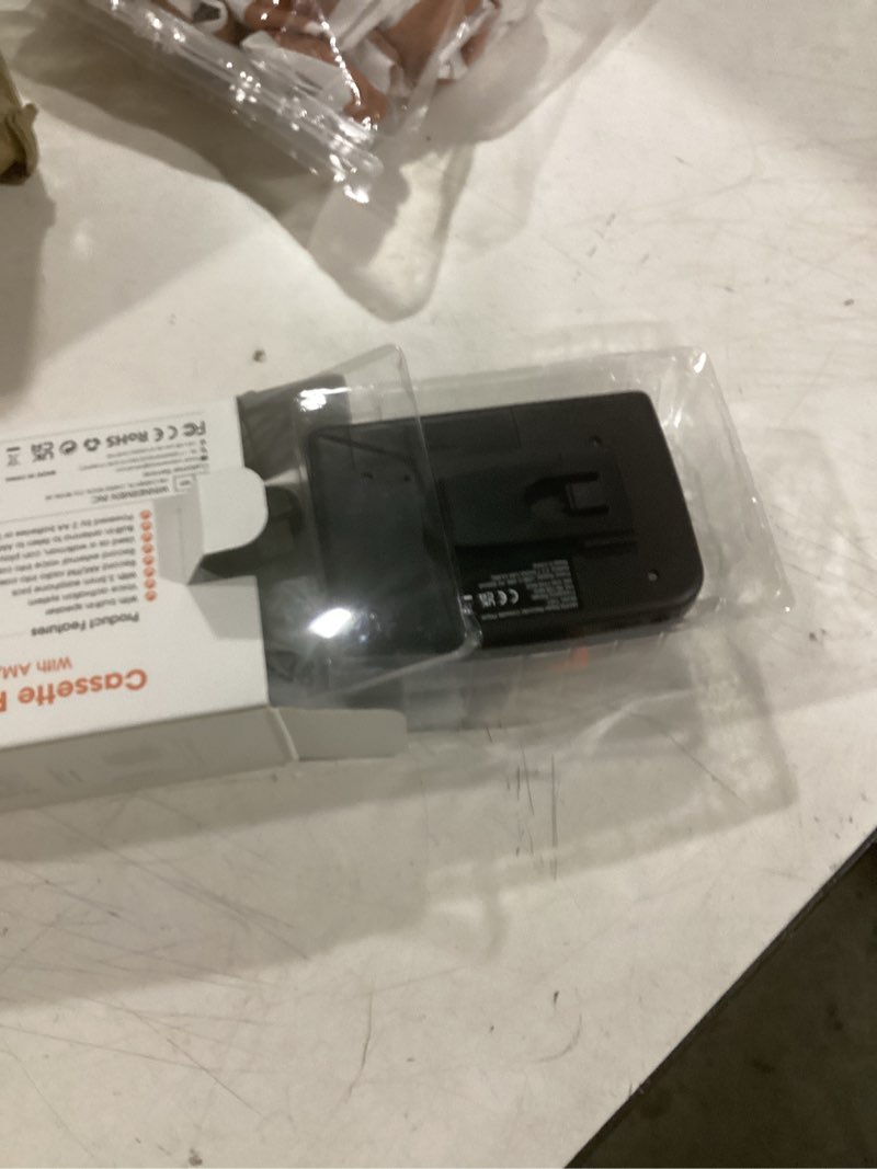 Condition photo showing Good Condition for cassette player tape recorders am/fm radio, portable tape player records built in speakers manual record - 2aa battery or dc 5v supply with 3.5mm earphone- black