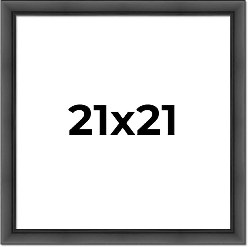 Poster Palooza 21x21 Frame Black Contemporary Wood Picture Square Frame - Picture Frame Includes UV Resistant Acrylic Protective Front, Acid-Free Foam Board Backing, & Hanging Hardware Of 6 pieces 