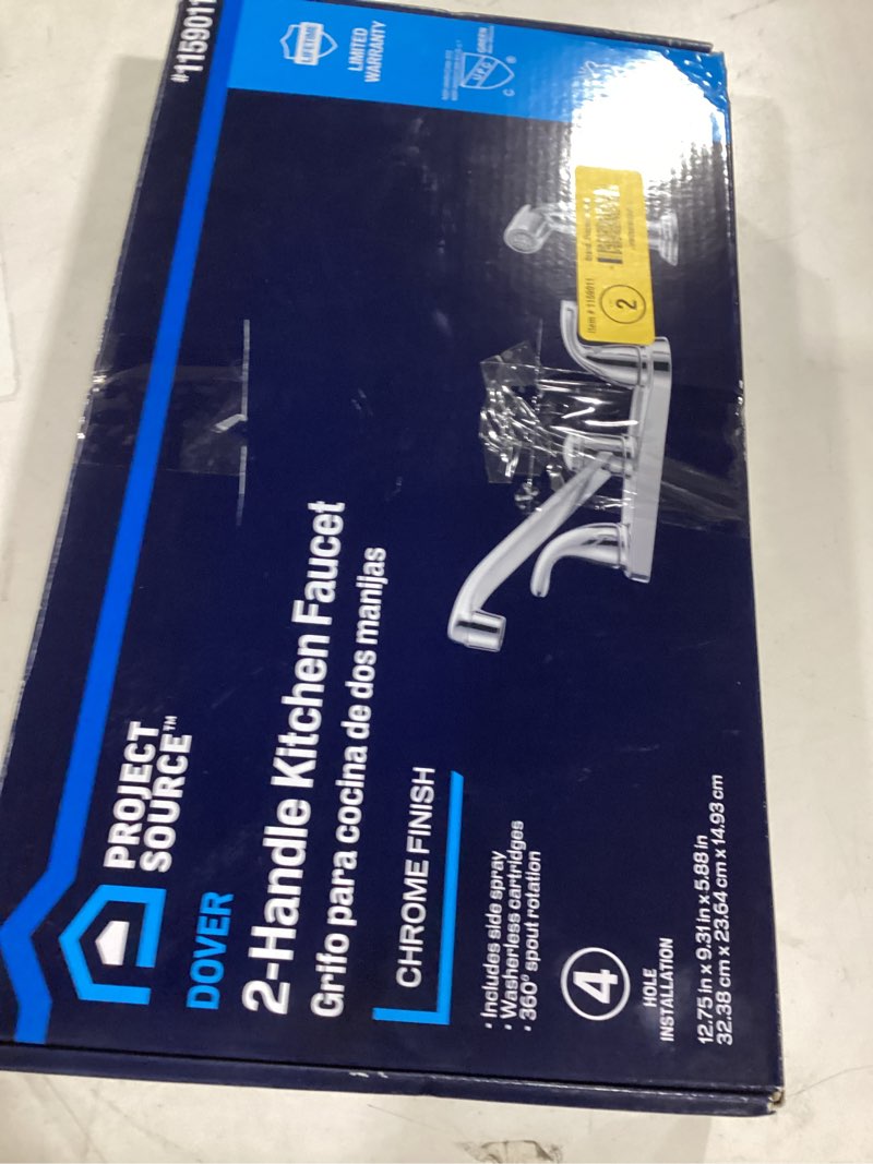 Condition photo showing Good Condition for Project Source Dover Chrome Double Handle Deck-mount Kitchen Faucet (Includes Deck Plate) (Includes Side Sprayer