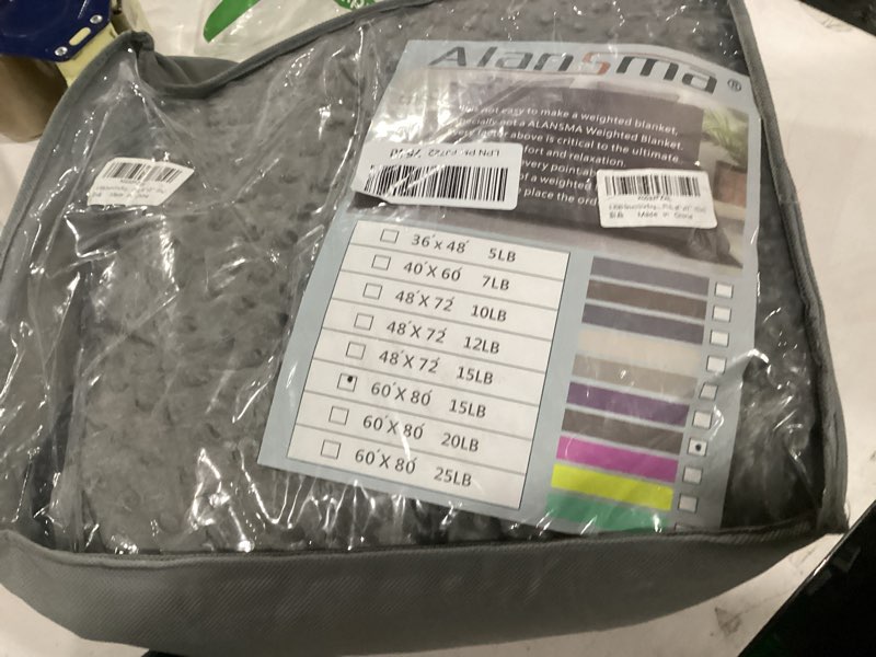 Condition photo showing Good Condition for ALANSMA Reversible Weighted Blanket for All Season, Luxury Velvet, Warm and Cool, Adult 10Lb Grey Weighted Blanket, Enjoy Sleeping Anywhere(Grey,48"x72" 10lbs) Grey 48''x72'' 10lbs