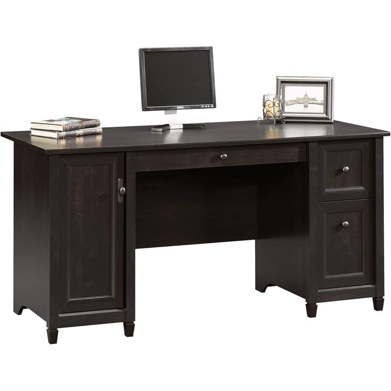sauder edge water 2-drawers computer desk, estate black finish