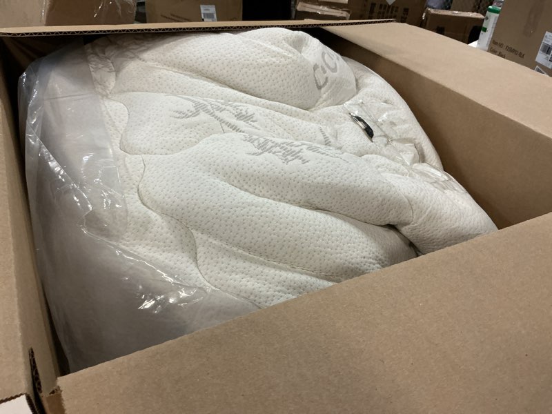 Condition photo showing As Is for BEDLORE King Mattress Topper Viscose Derived from Bamboo, Thick Pillow Top Mattress Pad with Stretchable Pockets for 6-18 inches Mattress, Soft Breathable Mattress Topper for Back Pain Relief 1 White King