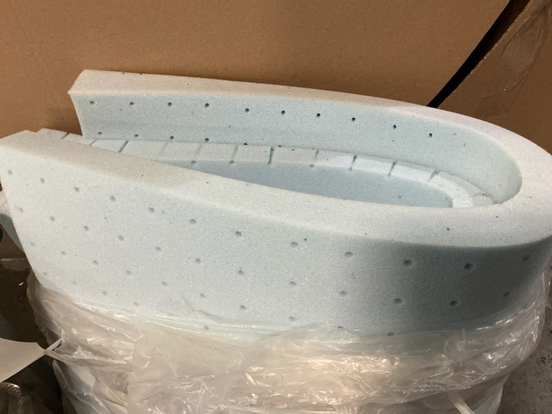 Condition photo showing As Is for 2 inch memory foam mattress topper queen, mattress pad gel infused foam bed topper, ventilated soft blue,queen size