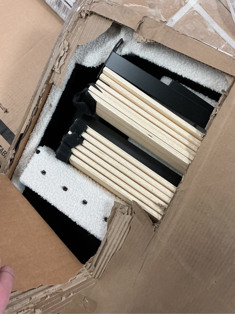 Condition photo showing As Is for (Incomplete) Full Size Bed Frame, Boucle Bed Frame with Adjustable Headboard, Modern Upholstered Platform Bed wit