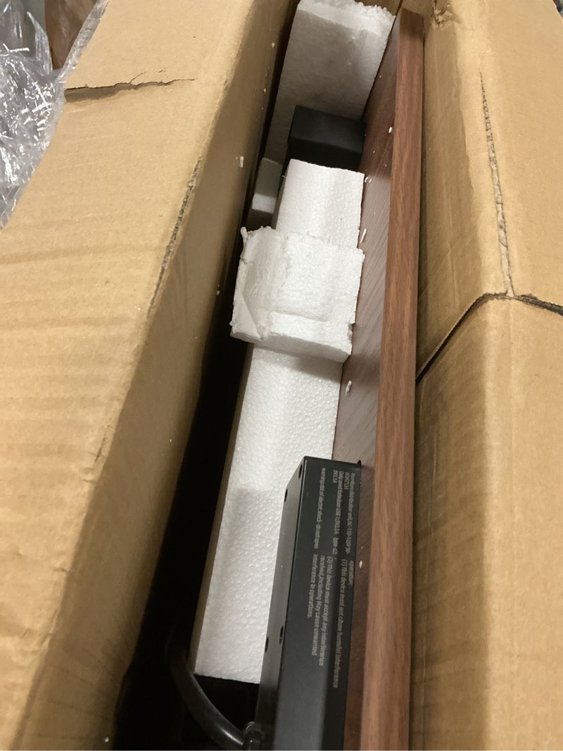 Condition photo showing New/Like New for TEMI Small Computer Desk Folding Table - No Assembly, Compact 43.3\" Foldable Desk with Power Outlets & USB Charging Port, Portable Small Office Desk, Ideal Mini Study Table for Narrow Spaces With Power Outlets Dark Walnut