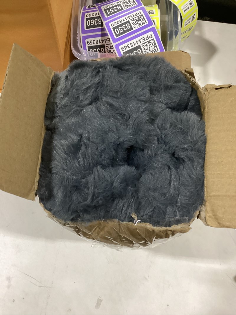 Condition photo showing As Is for PLUUSHUU Faux Fur Throw Blanket for Couch, Fluffy Fuzzy Plush Bubble Blanket, Soft Warm Cozy Shaggy Rabbit Blanket, Luxury Decorative Gifts for Sofa Bedroom Living Room, 60x50inch (Grey) Grey 60x50inch