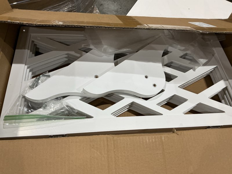 Condition photo showing As Is for cut-out design 23" dog gate retractable stair gate foldable puppy gate indoor - freestanding lightweight pet barrier for doorways, stairs, hallways (extends to 41", white) h:23" / w:4"-41"