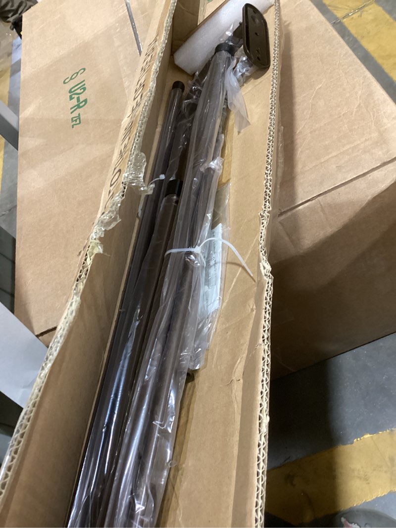 Condition photo showing As Is for Double Curtain Rod for Windows 28 to 48 Inch,Adjustable Dark Bronze Wrap Around Curtain Rod with Aluminum Double-deck Finials and Brackets,1"Front and 5/8" Back Blackout Curtain Rod 28-48" Dark Bronze