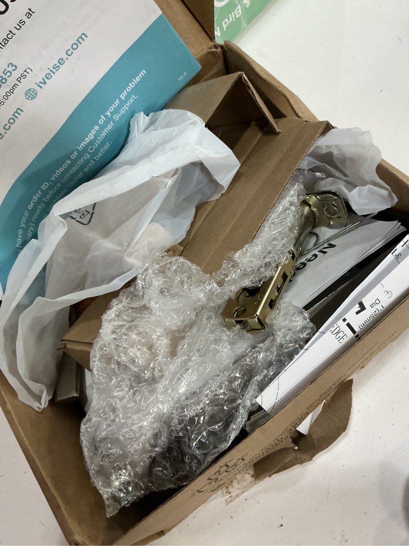 Condition photo showing As Is for veise keypad door lock with handle, keyless entry for front door & bedroom, electronic lock with code, auto-locking, easy installation, passage mode, satin nickel