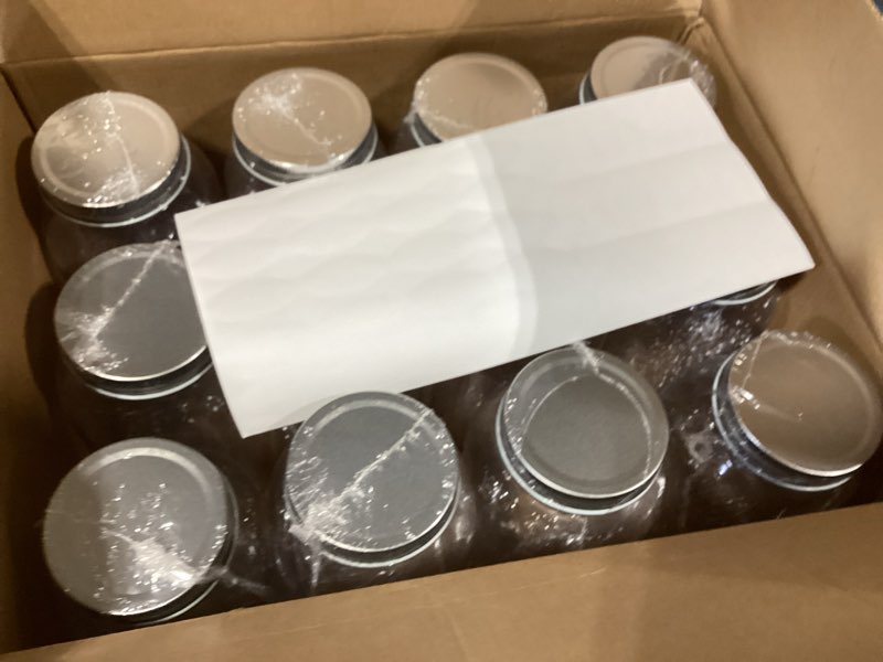 Condition photo showing New/Like New for novelinks 32 oz mason jars with plastic lids, 12 pack large plastic salad jars with lids 32oz, reusable spice containers & kitchen jars for pantry organization (12 pack,silver)