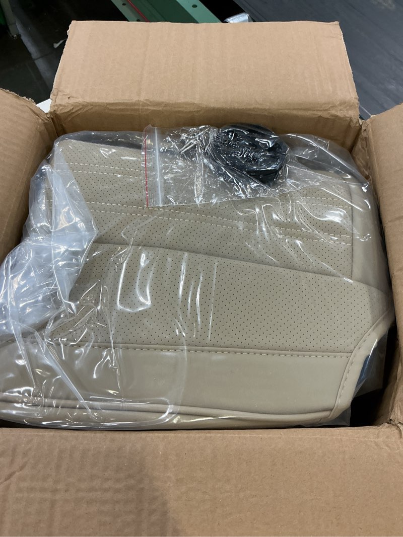 Condition photo showing Good Condition for 2 pieces zc car seat covers front bottom seat cushion covers, waterproof nappa leather, anti-slip and wrap around the bottom, universal auto interior fit for sedans suv pick-up truck, beige