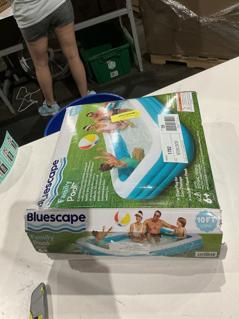 Condition photo showing As Is for bluescape 10ft rectangular family inflatable swimming pool for ages 6 and up