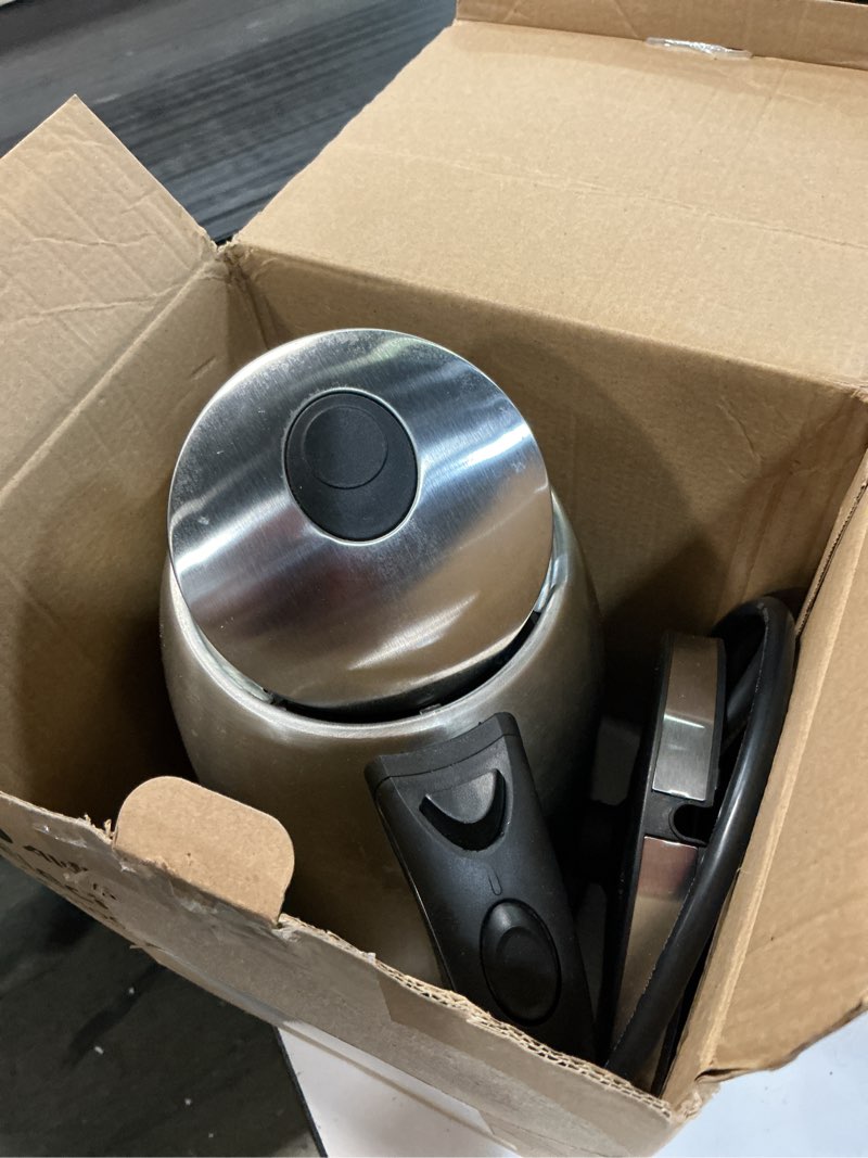 Condition photo showing As Is for aigostar king - electric kettle stainless steel, 1.7 liter cordless tea kettle, 1100w hot water kettle with auto shut-off, bpa-free