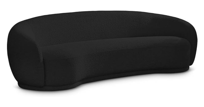 Meridian Furniture 693Black-S Hyde Collection Modern | Contemporary Boucle Fabric Upholstered Sofa, Black, 89.5" W x 38" D x 27.5" H