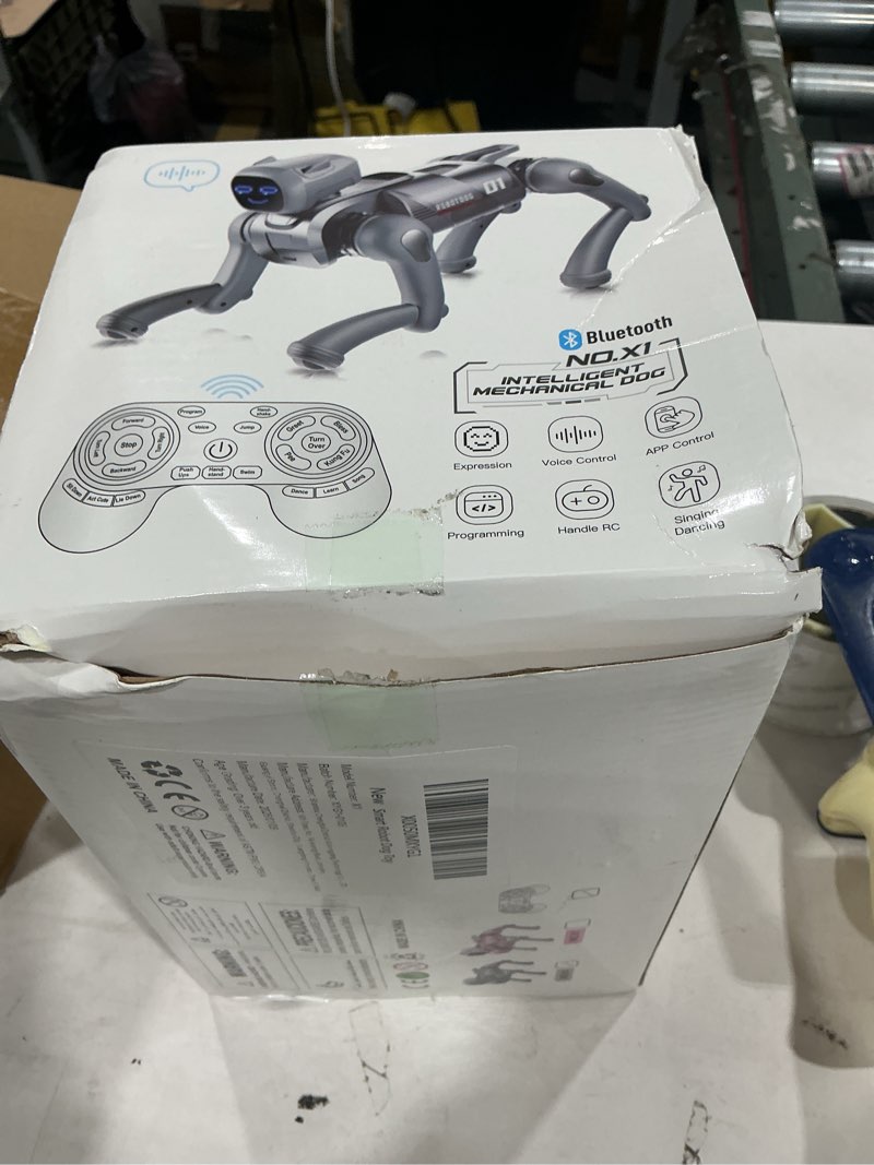 Condition photo showing As Is for smart robot dog toy for kids 6+ | voice control, 30+ actions, turn over flip, stem app programming, 