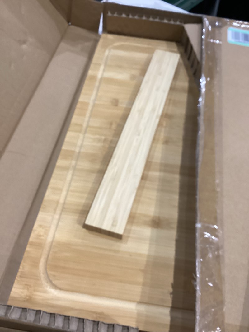 Condition photo showing Good Condition for extra large cutting board, 17.6" bamboo cutting boards for kitchen with juice groove and handles kitchen chopping board for meat cheese board heavy duty serving tray, xl, empune 17.6"l x 12"w