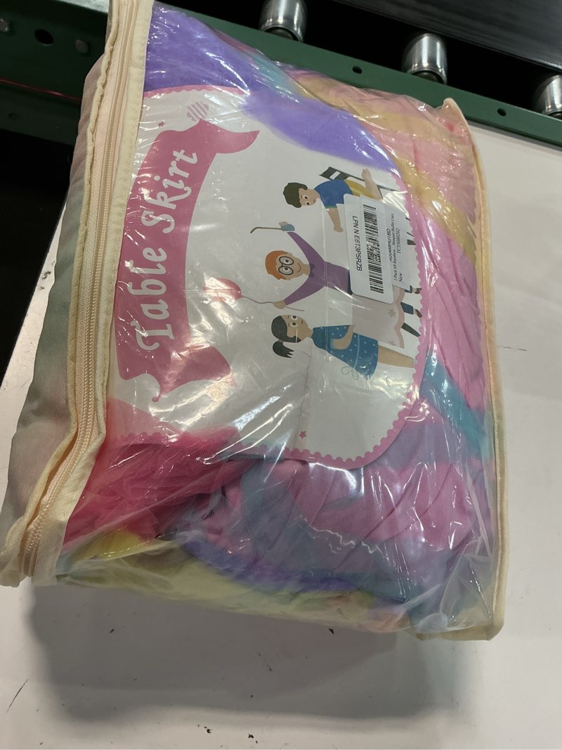 Condition photo showing Good Condition for 2 pack 6ft rainbow tulle tablecloths for rectangle tables 6 foot rainbow rectangular table cloth wrinkle free tablecover with tutu skirt for baby shower girls birthday party banquet buffet cake rainbow 72" x 30" (6ft - 2 pack)