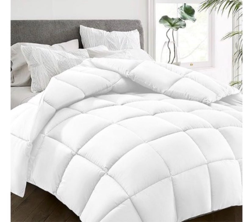 hyleory all season queen size bed comforter - cooling goose down alternative quilted duvet insert with corner tabs - winter warm - machine washable - white
