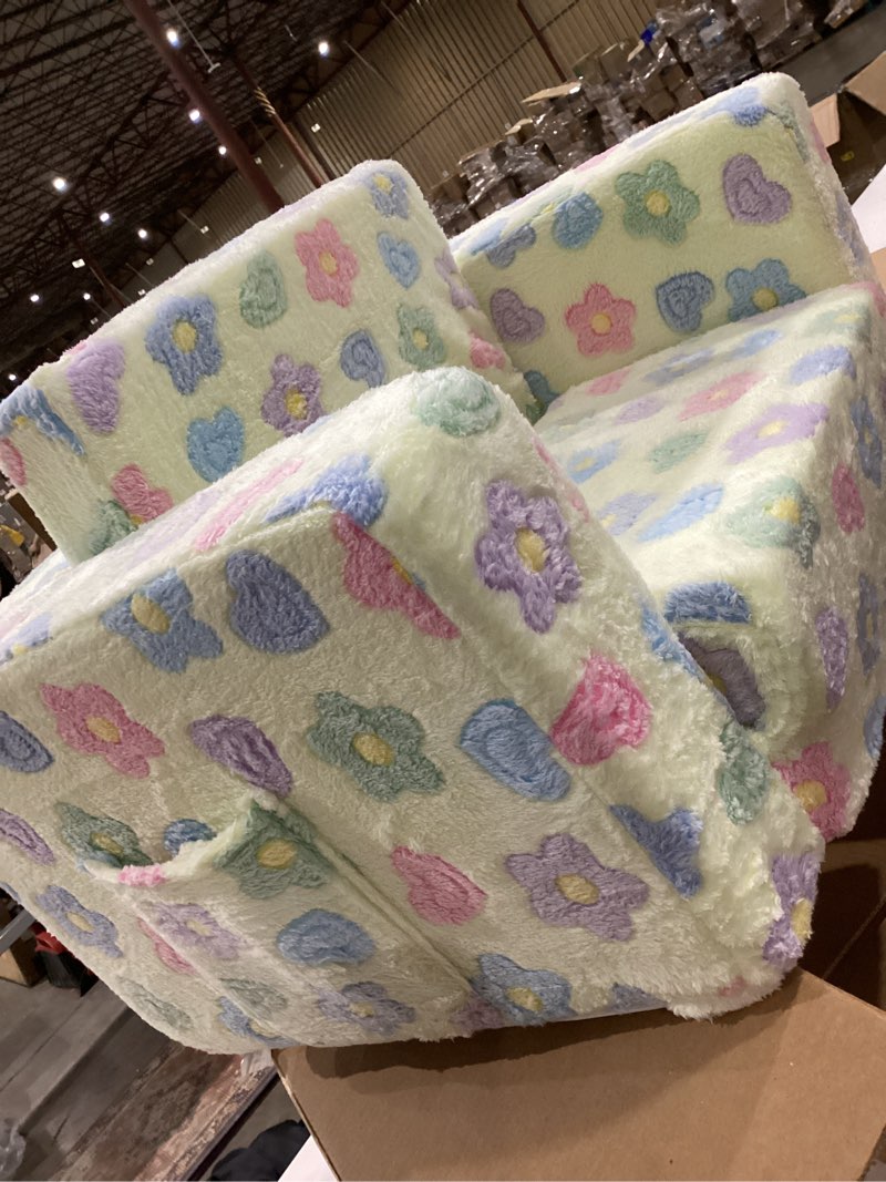 Condition photo showing Good Condition for tiita 2-in-1 kids sofa, convertible children couch to lounger, flip out kids chair, toddler armrest chair bed, folding kid play sofa for girl or boy, flower