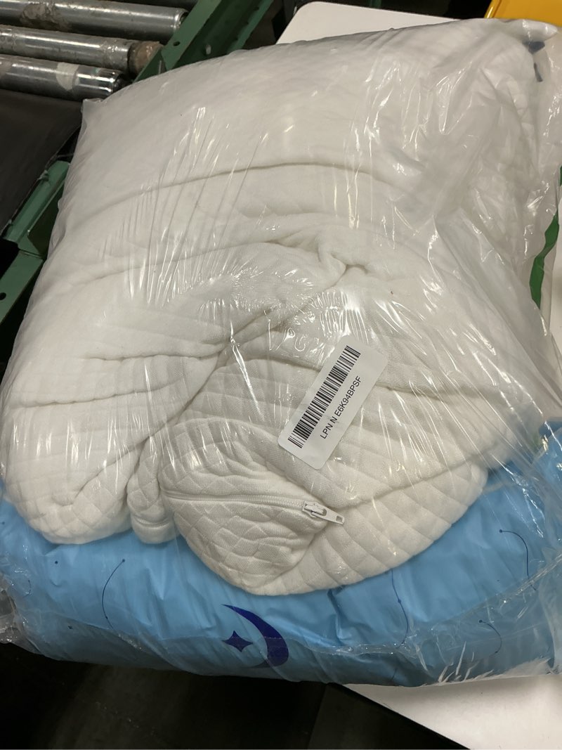 Condition photo showing As Is for dreamyblue signature pillow w/adjustable loft • shredded memory foam fill • neutral alignment for side, back, and stomach sleepers • washable bamboo rayon cover • certipur-us certified foam (queen) queen (pack of 1)