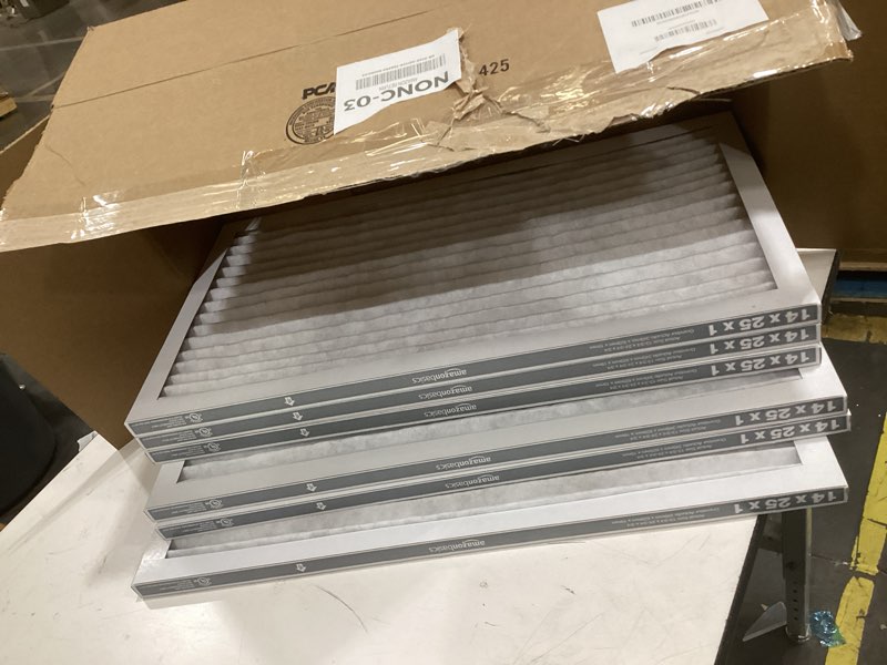 Condition photo showing New/Like New for amazon basics 14x25x1 air filter, merv 11 ac furnace filters, allergy control, removes dust and lint, electrostatic, 6-pack (actual size: 13.75" x 24.75" x 0.75") 14x25x1 merv 11