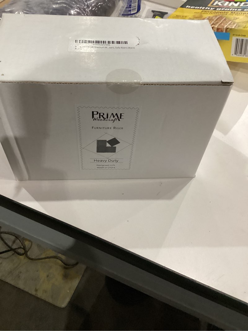 Condition photo showing New/Like New for Walnut Wood Risers - 2 Inch Height, 4 Risers, Black - Square Bed Risers for Storage and Cleaning - Heavy Duty Furniture Lifter for Table, Couch and Sofa Legs at Home and Office