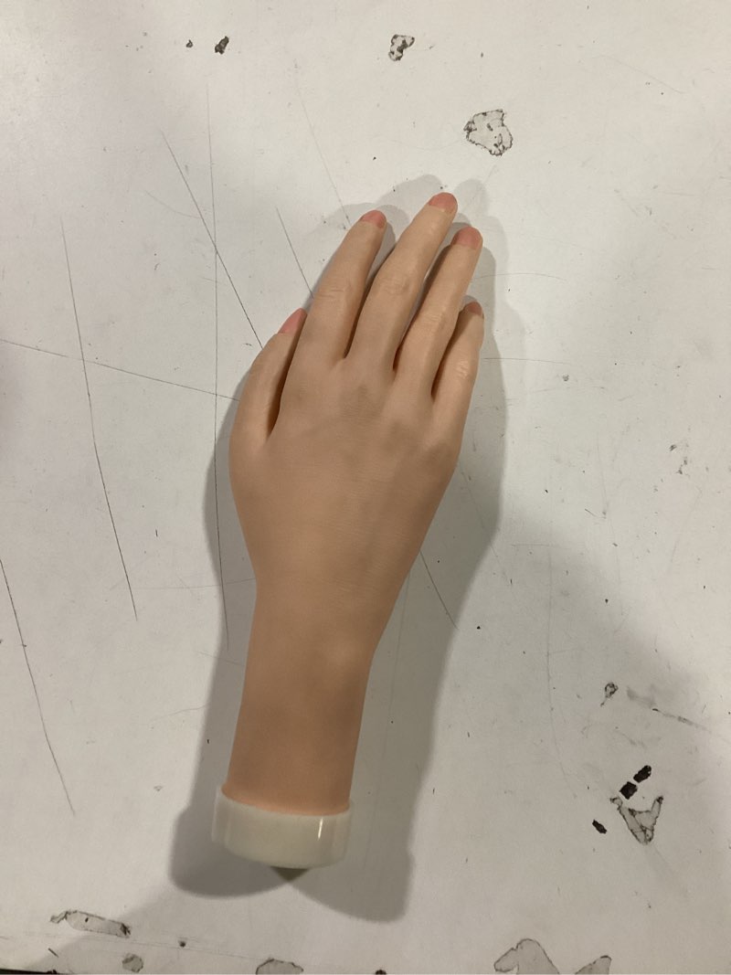 Condition photo showing Good Condition for Practice Hand for Acrylic Nails Realistic Mannequin Hand for Nails Practice Soft Flexible Bendable False Fake Nail Hand Art Trainer Manicure Practice Hand Tool and Rings Display of Bracelets (Right)