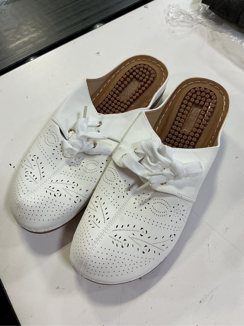 Condition photo showing Good Condition for ecetana mules for women slip on clogs shoes casual summer wedge sandals comfort walking mules white size 44