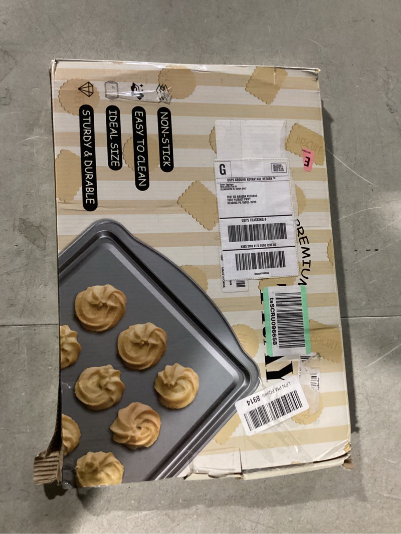 Condition photo showing Good Condition for BEWOS Baking Sheet Pans With Racks Set - Including 17.6 × 12 × 1.26 Inch Carbon Steel Baking Sheet, Set of 106 (3 Sheets + 3 Cooling Racks + 100 Parchment Paper), Nonstick Bakeware sets for Baking 6P Baking sheet