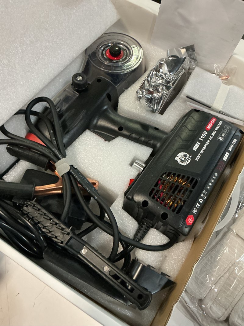 Condition photo showing Good Condition for Portable Mig Welding Machine 120 A, Mig Welder Machine 110v, Hand Held Flux Core Welder With IGBT Inverter, Gasless Portable Welder Wire Feed Welder Equipment (1)