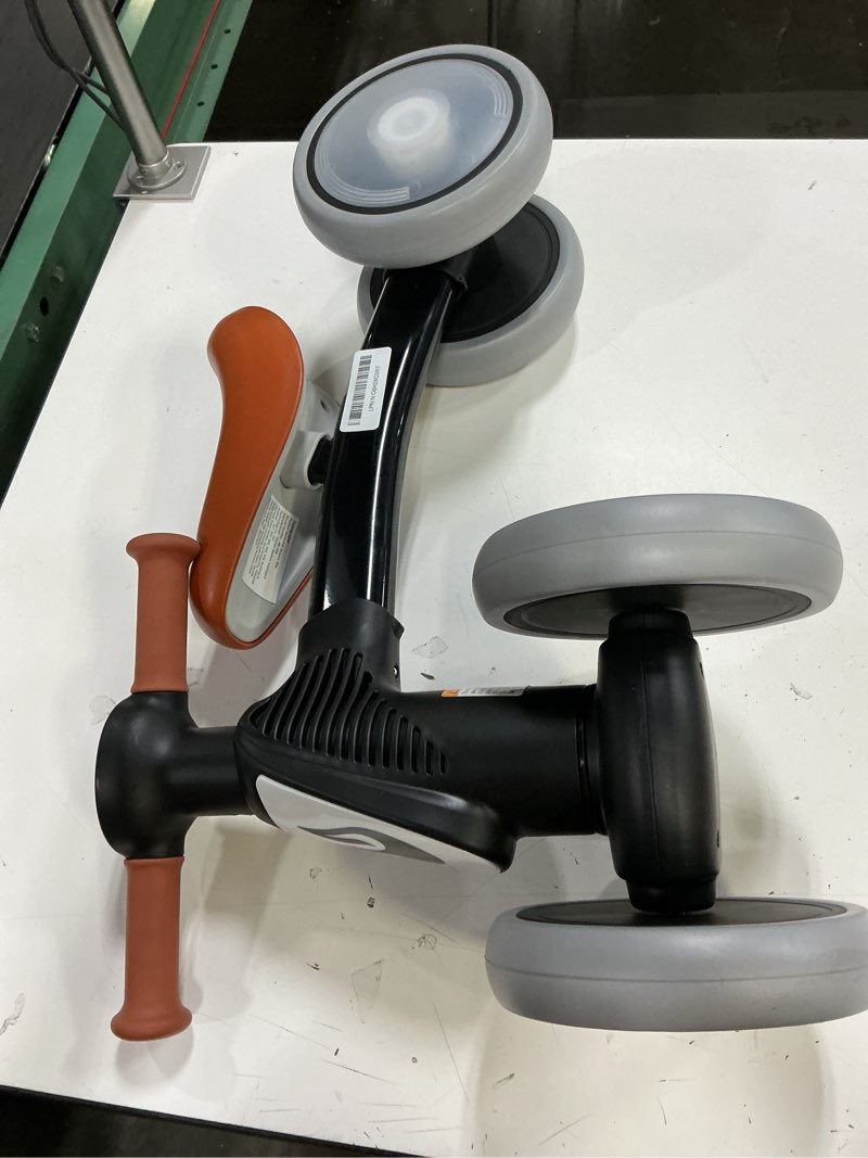 Condition photo showing As Is for colorful lighting baby balance bike toys for 1 year old boy gifts, 10-36 month toddler balance bike, no pedal 4 silence wheels & soft seat first bike, one year old boy birthday gift. black