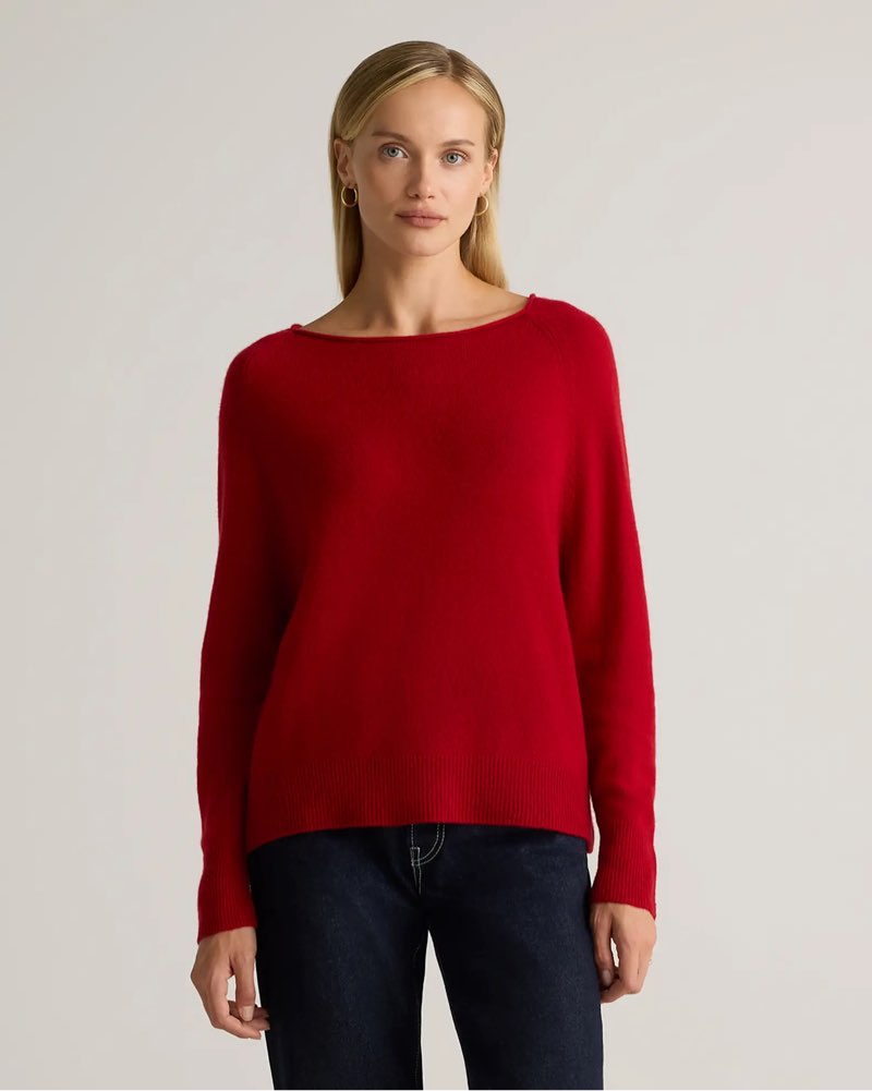 Quince, Mongolian Cashmere Boatneck Sweater XL/Varsity Red
