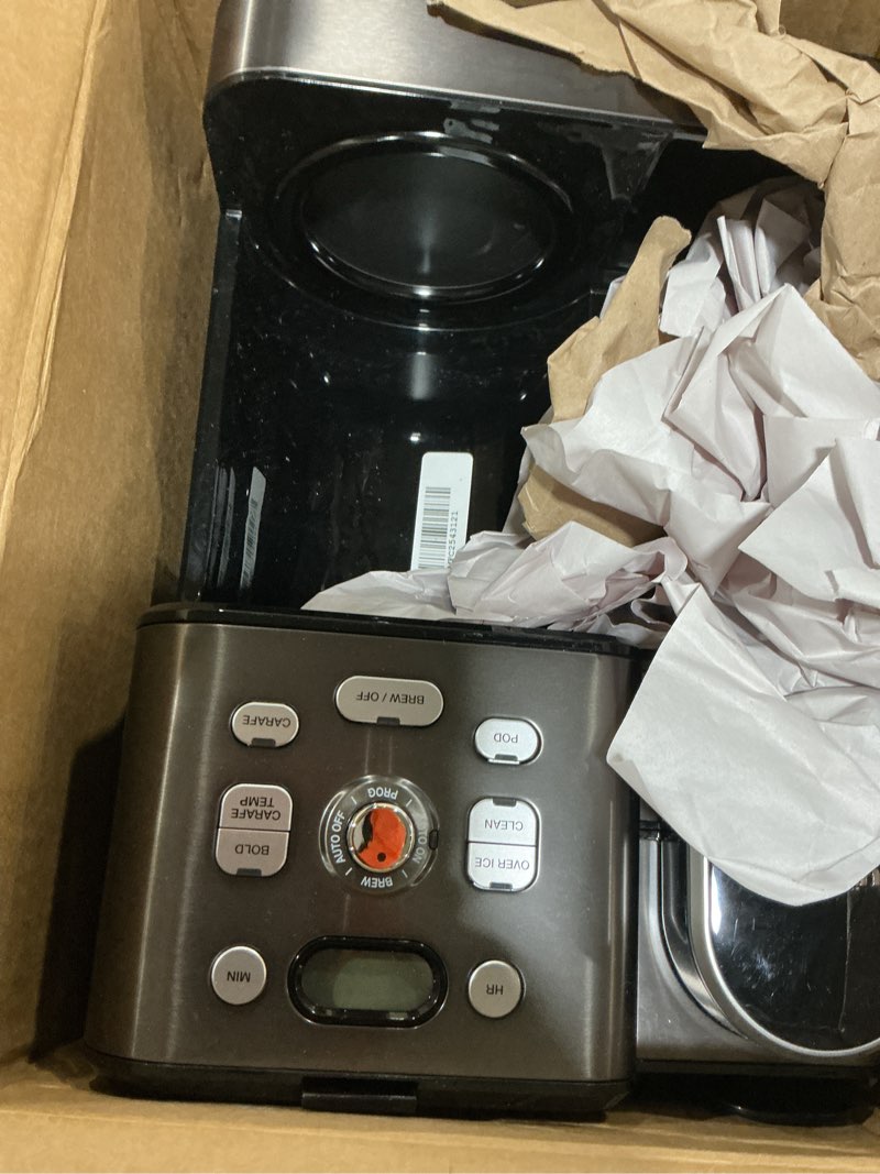 Condition photo showing As Is for Cuisinart 12-Cup Coffee Maker, Single-Serve Brewer Glass Carafe, Automatic Hot & Iced Coffee Machine, Brew Strength Control and Brew Pause, SS-16BKS, Black Stainless Steel