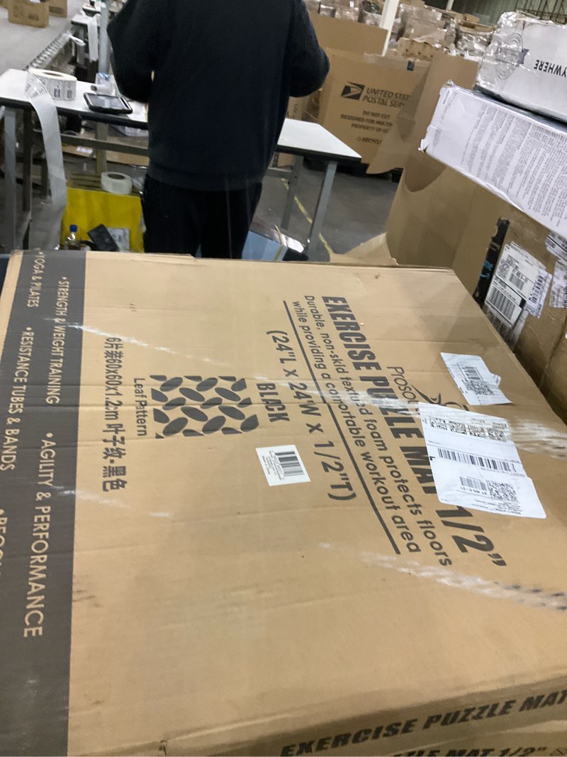 Condition photo showing Good Condition for ProsourceFit Puzzle Exercise Mat ½ in, EVA Interlocking Foam Floor Tiles for Home Gym, Mat for Home Workout Equipment, Floor Padding for Kids, Black, 24 in x 24 in x ½ in, 24 Sq Ft - 6 Tiles Black - 1/2 Inch - 24 Sq Ft - 6 Tiles