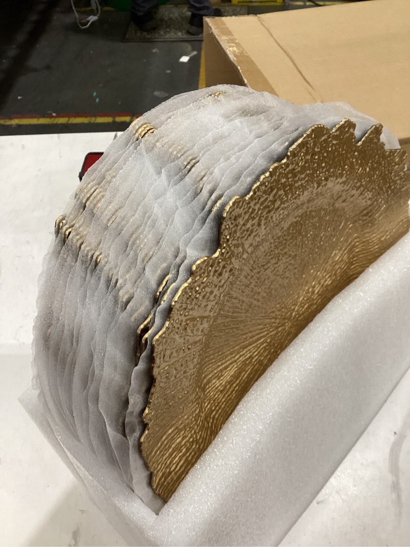 Condition photo showing Good Condition for 24 pcs gold charger plates bulk, 13" reef plate chargers for dinner, plastic floral decorative plates for table setting, wedding, party, event, decoration gold 24 pcs