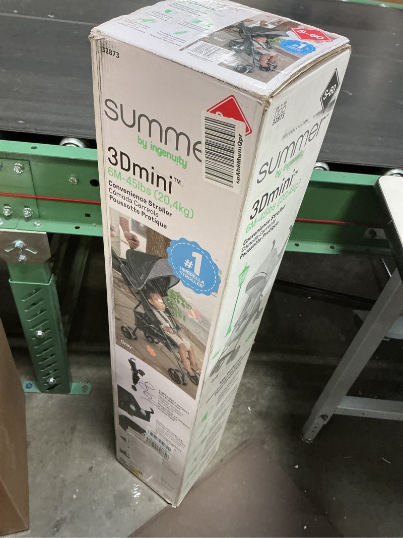 Condition photo showing New/Like New for summer by ingenuity 3d mini convenience stroller – lightweight stroller with compact fold, multi-position recline, canopy with pop out sun visor and more – umbrella stroller for travel and more, gray