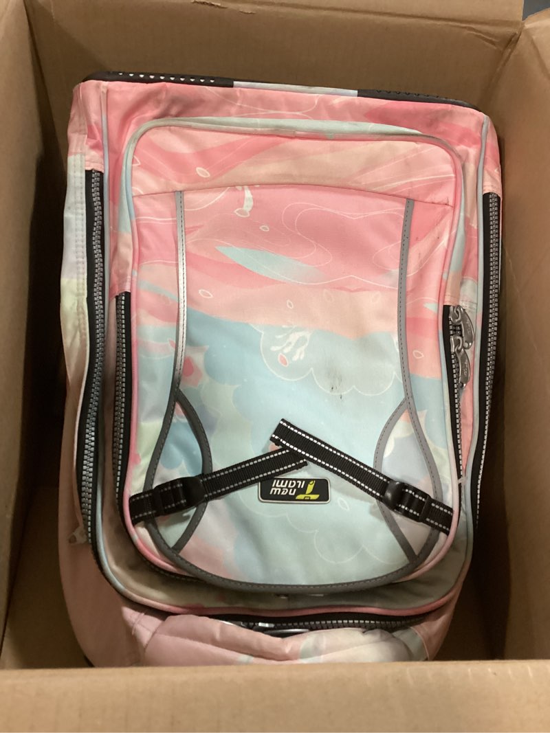Condition photo showing As Is for NEW TILAMI 20" Rolling Backpack for Teens Adults, Climbing Stairs Waterproof Backpack with Wheels for School Business Trave Camping with Laptop Compartment, Fit 17 Inch Laptop, Pink