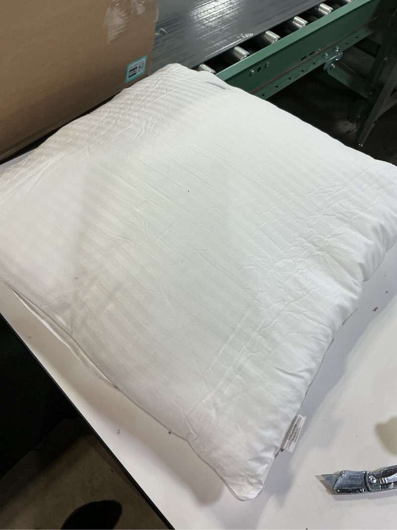 Condition photo showing As Is for Oubonun 28 x 28 Throw Pillow Inserts, Firm and Fluffy Decorative Square Pillows for Couch Bed Sofa with Soft Cotton Cover White Cushion with Down Alternative Pack of 1 28x28 Inch (Pack of 1) 