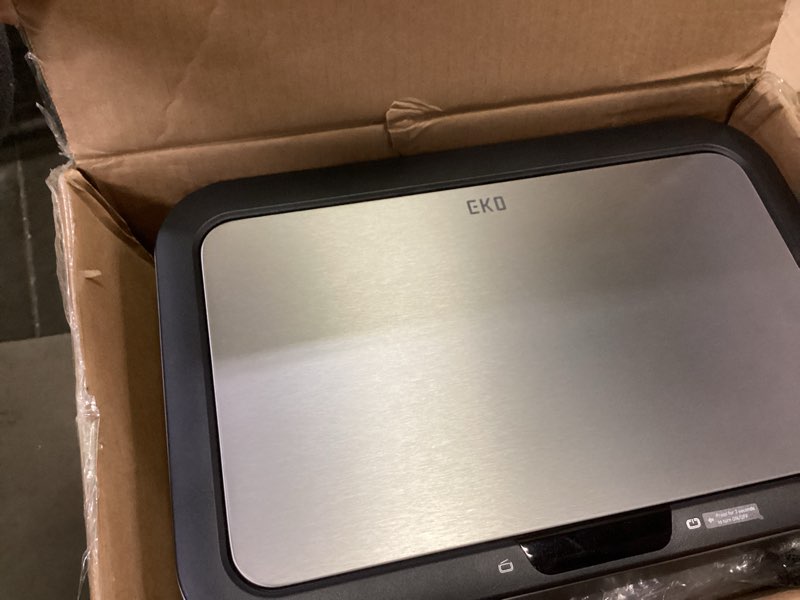 Condition photo showing Good Condition for EKO EcoNova 13.2 Gallon/ 50L Automatic Sensor Kitchen Trash Can, Stainless Steel Touchless Garbage Bin with Soft-Close &Stay-Open Lid, Fingerprint-Resistant Nova 50L- Stainless Steel