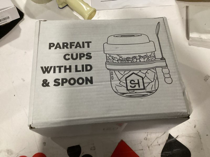 Condition photo showing Good Condition for 4 Pack Parfait Cups with Lids and Spoons – Reusable Yogurt Cups for On-the-Go Breakfast, Snacks & Ov