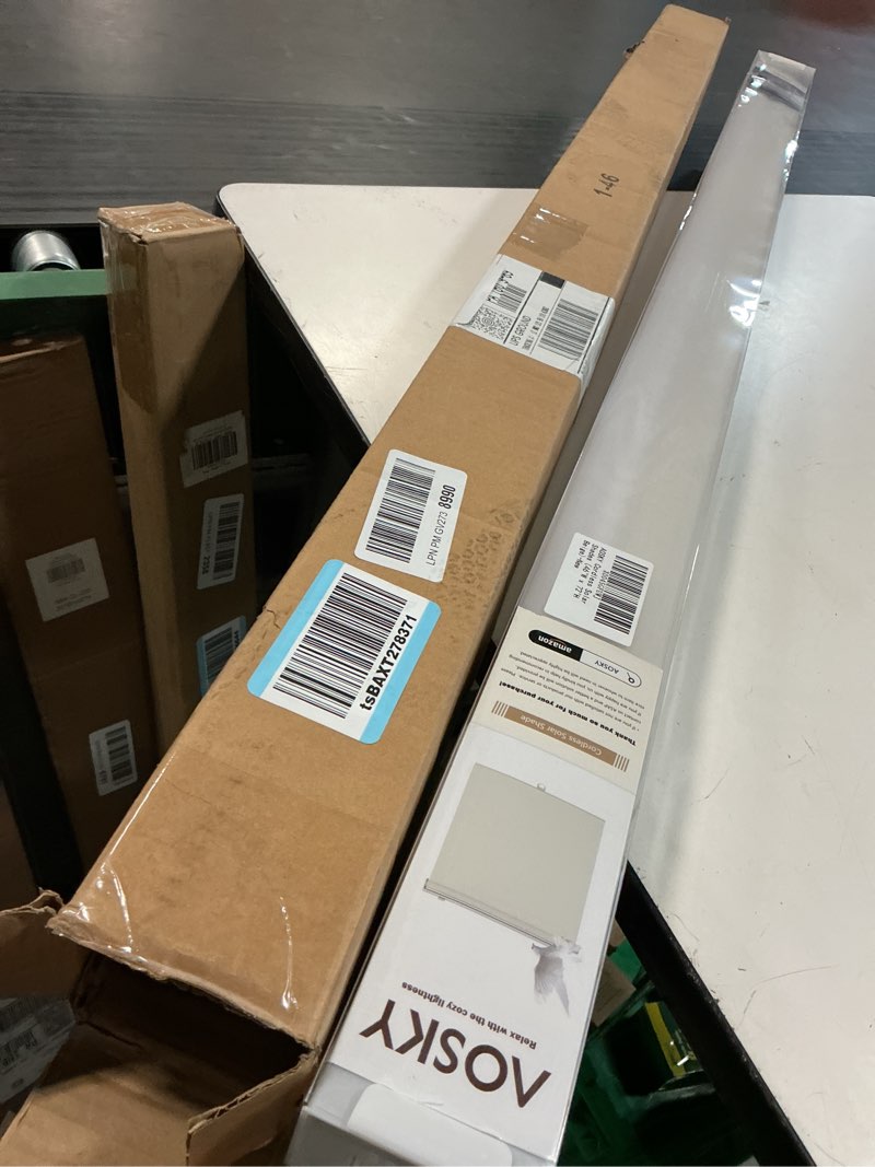 Condition photo showing New/Like New for aosky cordless roller shades for windows light filtering shades with 5% openness solar screen semi sheer roller blinds uv protection for office and home. easy to install 45" w x 72" h (beige) 45"w x 72"h beige