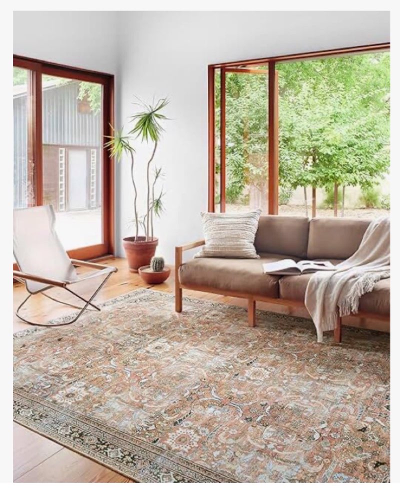 loloi wynter collection wyn-02 auburn/multi 2'-0" x 5'-0" accent rug, .13" thick, area rug, soft, durable, printed, vintage inspired, low pile, non-shedding, easy clean, living room rug auburn / multi 2' x 5' (rectangular)