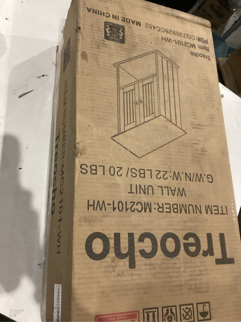 Condition photo showing Good Condition for Treocho Wood Wall Cabinet, Bathroom Medicine Cabinet Storage with Doors and Adjustable Shelf, Rustic Cabinet Wall Mounted for Bathroom, Livingroom, Kitchen, Cupboard, White