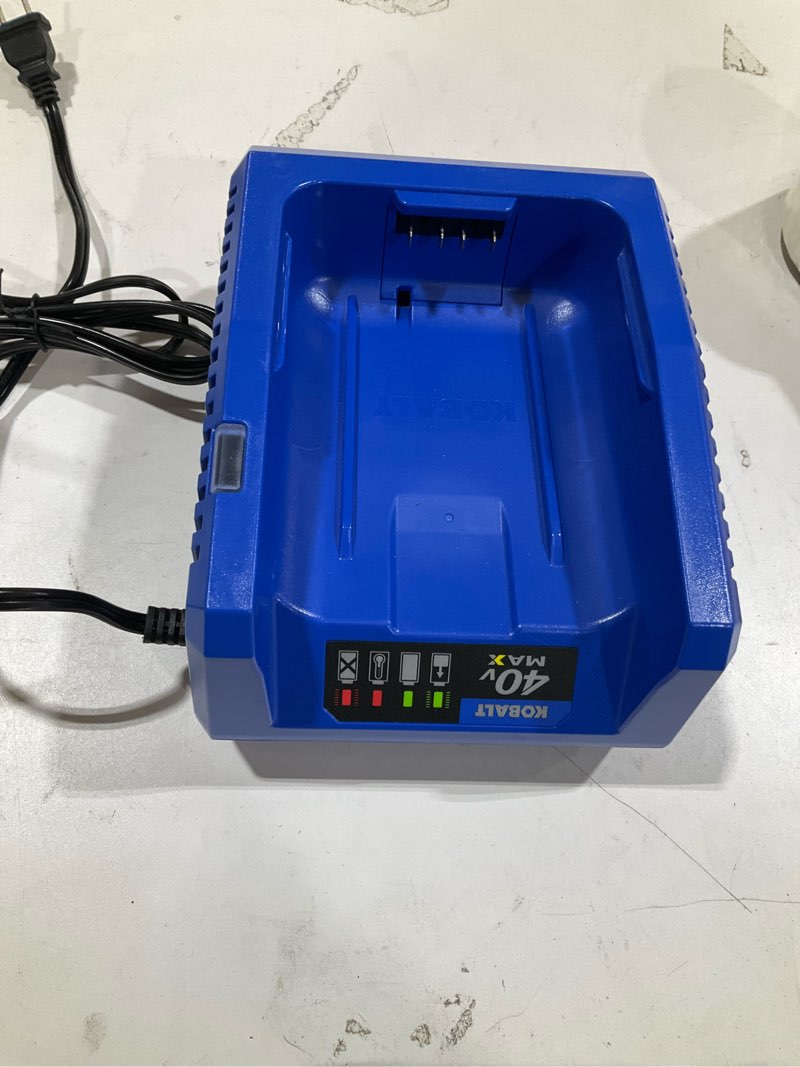 Condition photo showing As Is for kobalt 40-volt max lithium-ion battery charger