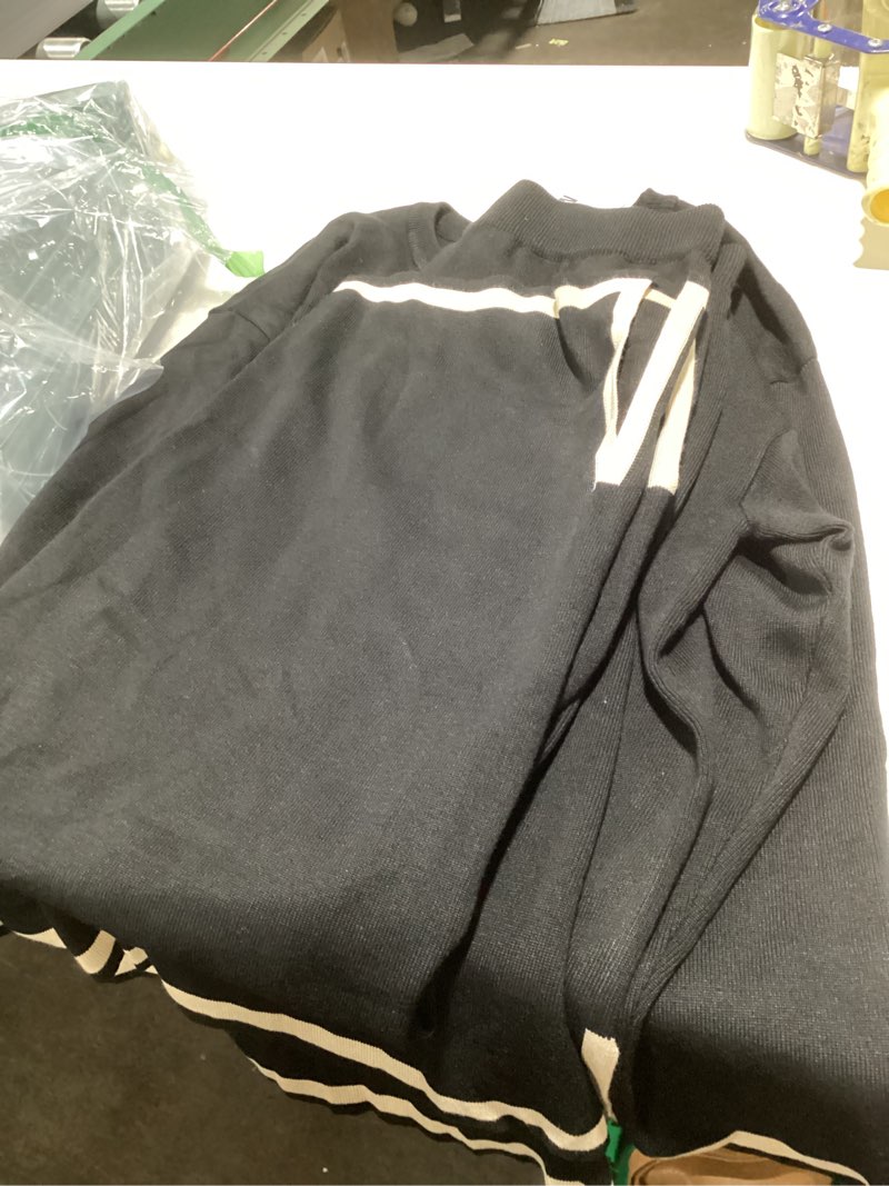 Condition photo showing Good Condition for tanming women's 2 piece outfits long sleeve knit sweater top wide leg pants lounge sets tracksuits medium black