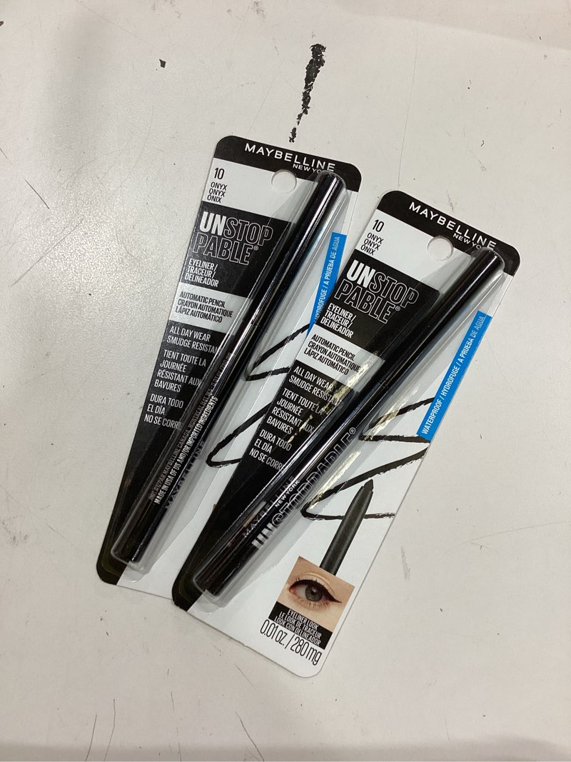 Condition photo showing New/Like New for maybelline unstoppable waterproof mechanical black eyeliner pencil, easy to apply, smooth glide, up to 24 hour wear, onyx, pack of 2 2 count (pack of 1) onyx