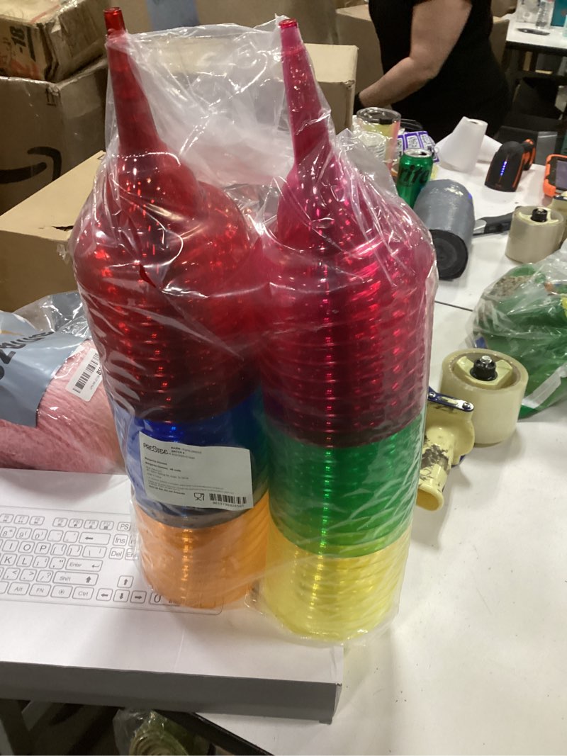 Condition photo showing New/Like New for Prestee Multicolor Disposable 48 Plastic Margarita Glasses - 12 oz Hard Cocktail Cups for Cinco de Mayo Fiesta, Taco Party and Mexican Decorations - Fiesta Party Decorations - Large (Pack of 48)