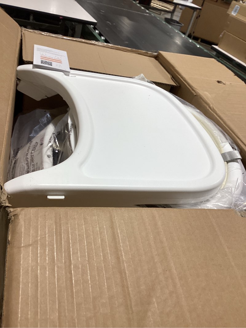 Condition photo showing Good Condition for kub high chair for babies and toddlers adjustable foldable convertible 5 point harness easy clean wood-printed metal with removable tray baby highchair for family (white&natural wood-printed metal)