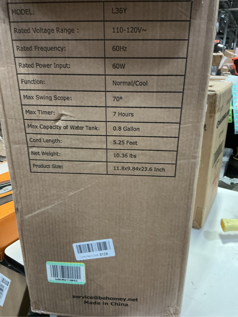 Condition photo showing Good Condition for Evaporative Air Cooler with Remote & Timer, 2200+ CFM Portable Fan That Blows Cold Air for Large Room, Home Office, Bedroom - 2.1Gal High-Capacity Tank, 3 Modes, Whisper Quiet 30dB & Sleep Mode